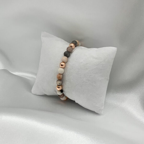 bracelet Bracelet perle jaspe zèbre rose et hématite rose gold