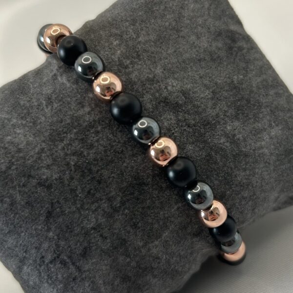 bracelet hématite Bracelet perle hematite,hamatite rose gold et onyx mate