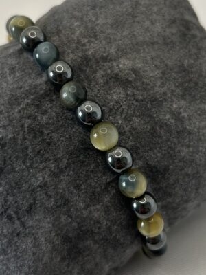 bracelet Bracelet perle œil de tigre jaune bleu et hématite