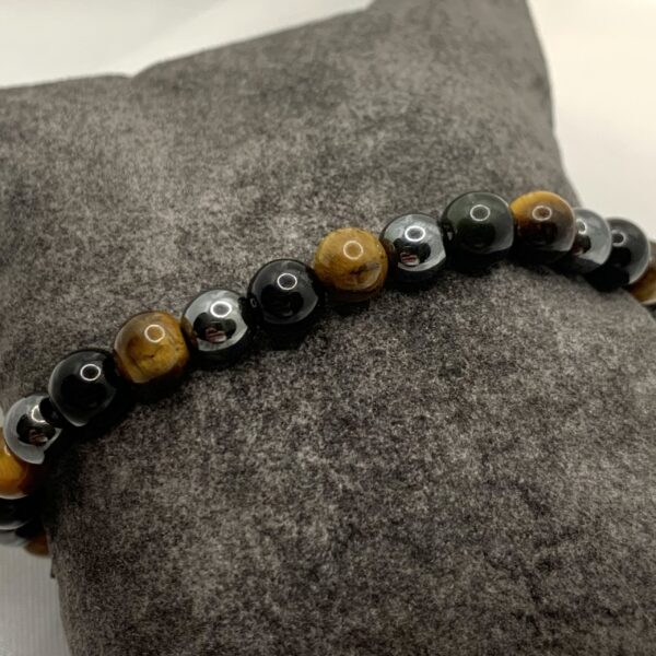 bracelet Bracelet perle œil de tigre, hématite et obsidienne