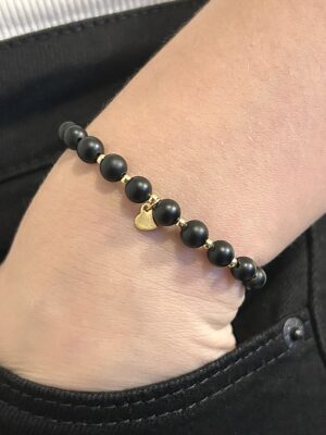 bracelet onyx mate Bracelet perle onyx mate et acier