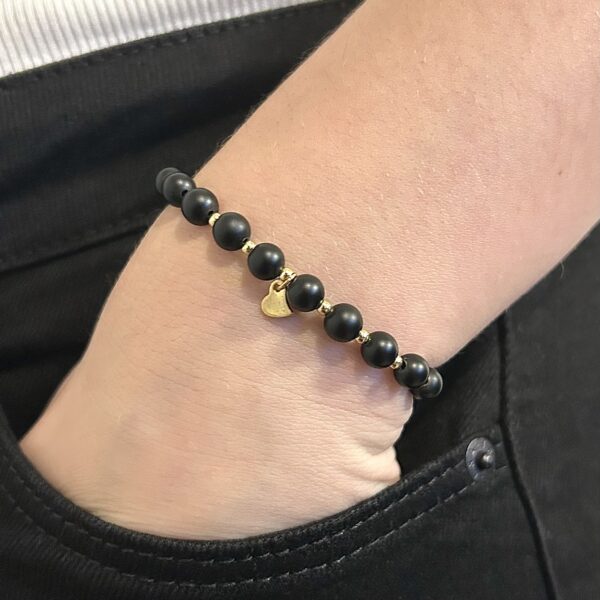 bracelet onyx mate Alina perle onyx mate et acier