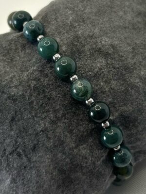 bracelet agate mousse bracelet perle agate mousse et acier