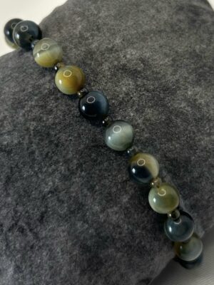 bracelet oeil de tigre Bracelet perle œil de tigre jaune bleu