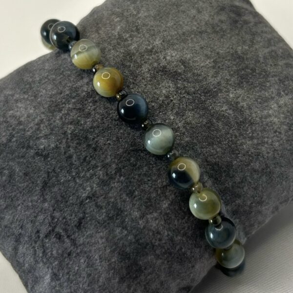 bracelet oeil de tigre Bracelet perle œil de tigre jaune bleu