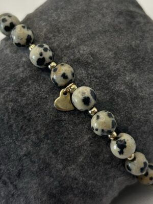 bracelet jaspe dalmatien Bracelet perle jaspe dalmatien et acier