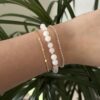 bracelets quartz Bracelet perle pierre de lune, quartz rose et acier