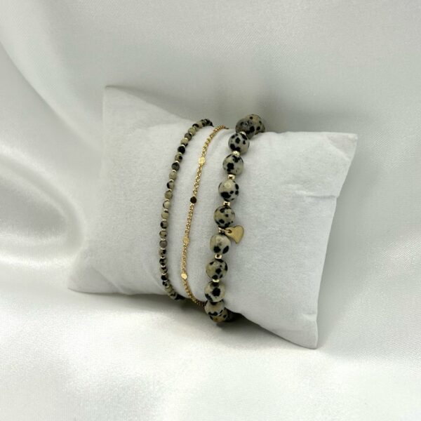 bracelets jaspe dalmatien Bracelet perle jaspe dalmatien et acier