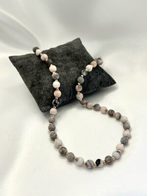 collier jaspe Collier perle jaspe zèbre rose et hématite rose gold