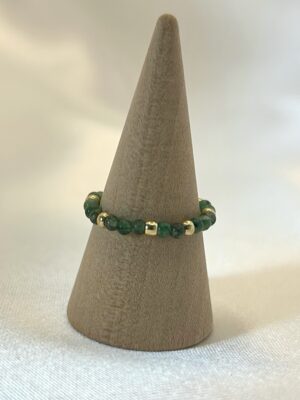 bague obsidienne Bague perle africaine jade et acier