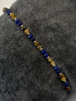 bracelet oeil de tigre Bracelet perle œil de tigre, sodalite bleu et acier