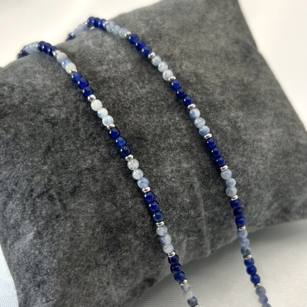 collier sodalite Collier perle sodalite et acier