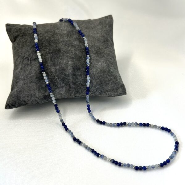 collier sodalite Collier perle sodalite et acier