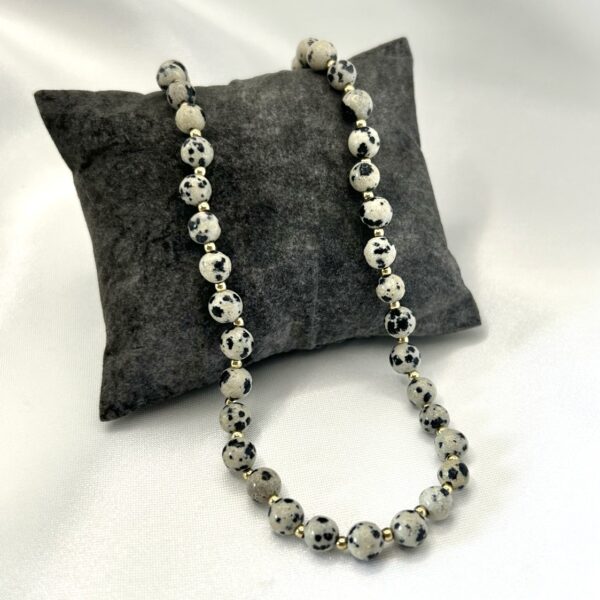 collier jaspe Collier perle jaspe dalmatien