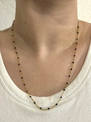 collier acier inoxydable Collier chaine acier et email noir