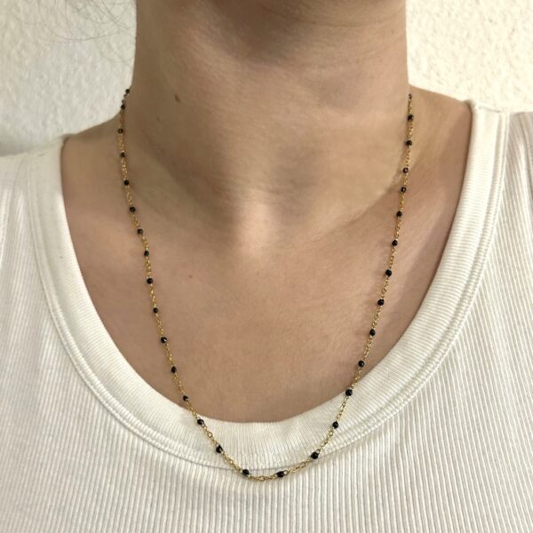 collier acier inoxydable Collier chaine acier et email noir