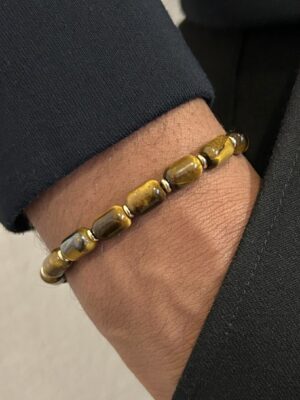 bracelet oeil de tigre Bracelet perle œil de tigre et acier