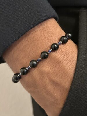 Screenshot Bracelet perle obsidienne, sodalite bleu et acier