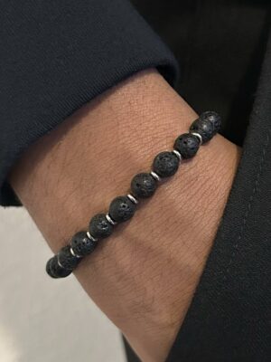 bracelet pierre de lave Bracelet perle pierre de lave et acier