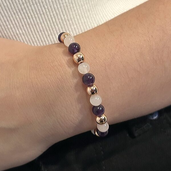 bracelet Bracelet perle quartz rose, améthyste et hématite rose gold
