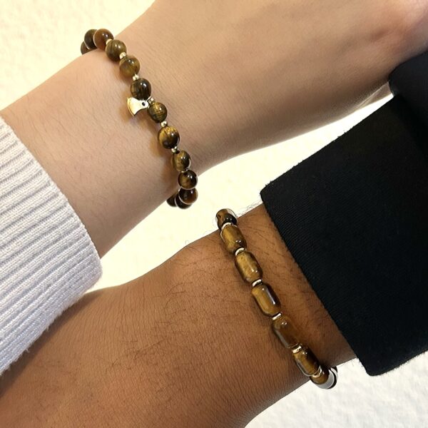 bracelets Bracelet perle œil de tigre et acier