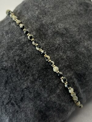bracelet jaspe dalmatien Bracelet perle jaspe dalmatien et acier
