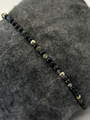 bracelet œil de tigre Bracelet perle œil de tigre jaune bleu et acier
