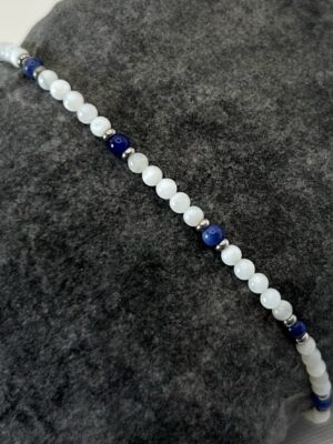 bracelet nacre Bracelet perle nacre, sodalite bleu et acier