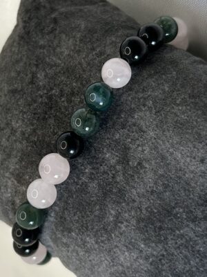 bracelet Bracelet perle agate mouse, obsidienne et quartz rose