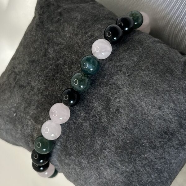 bracelet Bracelet perle agate mouse, obsidienne et quartz rose