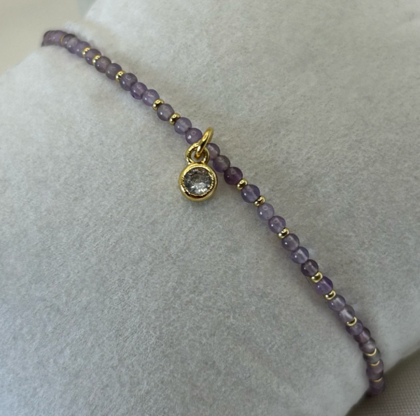 bracelet amethyste Eléa perle améthyste et acier doré