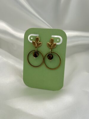 Boucle d'oreille Flora A perle œil de tigre